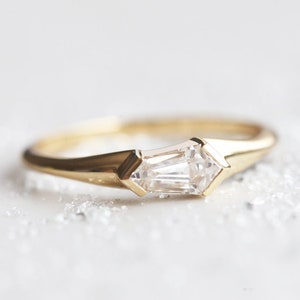 Unique diamond ring, Geometric diamond engagement ring, unique solitaire diamond ring, kite diamond ring