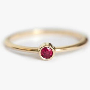 Dainty Ruby Ring Ruby Soitaire Rlng 14k Gold Ruby Ring Genuine Ruby Natural Ruby Jewelry July Birthstone Ring
