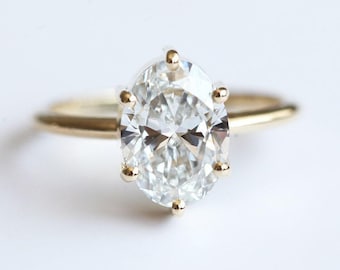 2ct Oval diamond ring, Natural or Lab grown diamond oval solitaire
