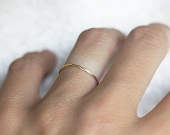 Thin Twisted Rope Ring, Gold Stacking Band, Wedding Band in 14k or 18k Solid Gold