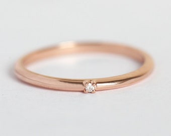 Thin delicate Diamond Ring Rose Gold