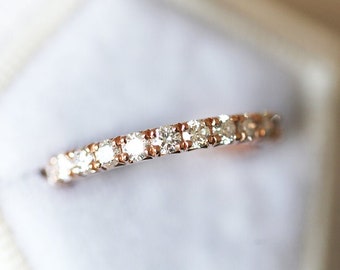 Diamond wedding band, Full eternity diamond band, 2mm diamond band, eternity diamond ring rose gold