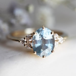 Blue Sapphire Engagement Ring, Minimalvs Blue Sapphire Ring, Blue ...