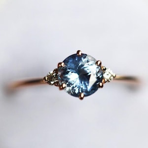 Sapphire engagement ring, Light blue sapphire & diamond ring, Cornflower sapphire ring, Three stone ring
