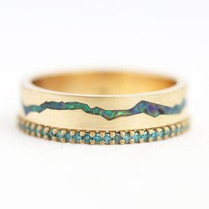 Rowan Lab Opal Mountain Inlay Band, Opal Inlay Band mit Pave Diamanten
