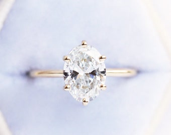 2ct Oval diamond ring, Natural or Lab grown diamond oval solitaire