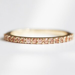 Peach Sapphire Ring, Eternity Gold ring, Peach Sapphire Band