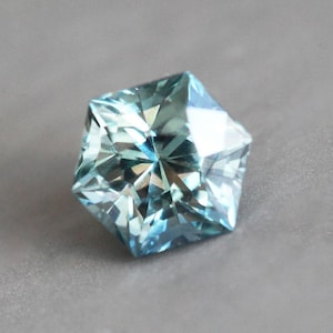 Hexagon teal sapphire, Hexagon sapphire loose, unique green blue sapphire
