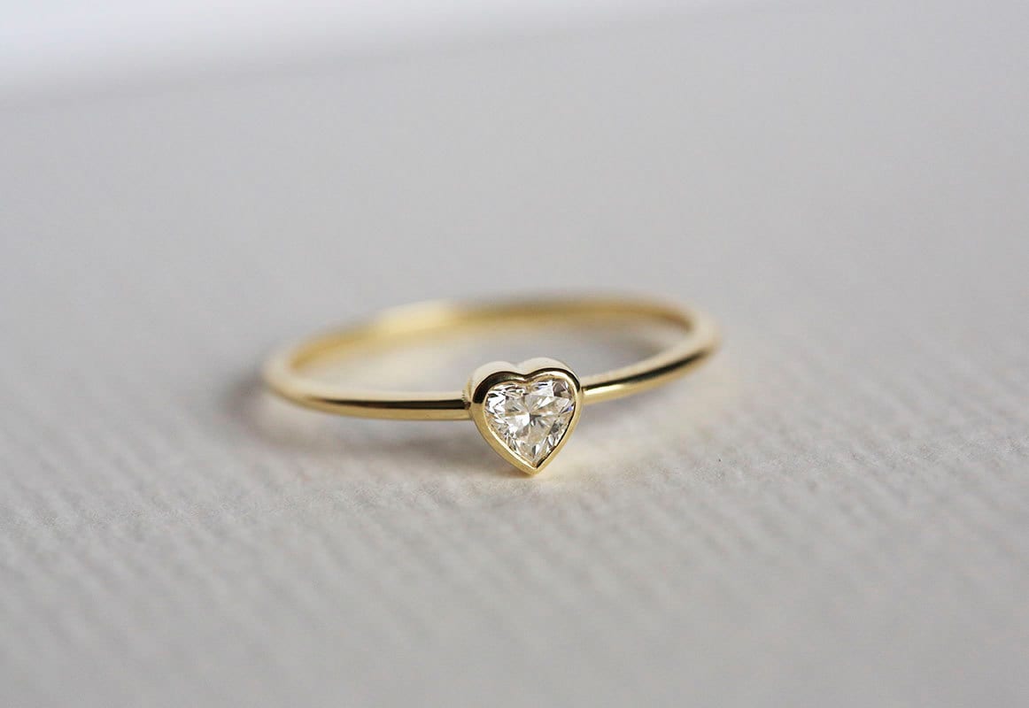 Green Heart Diamond Vintage Engagement Ring | Ouros Jewels
