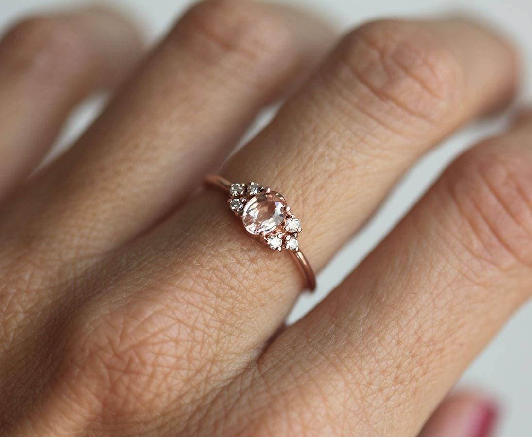 Peach stone engagement ring deals