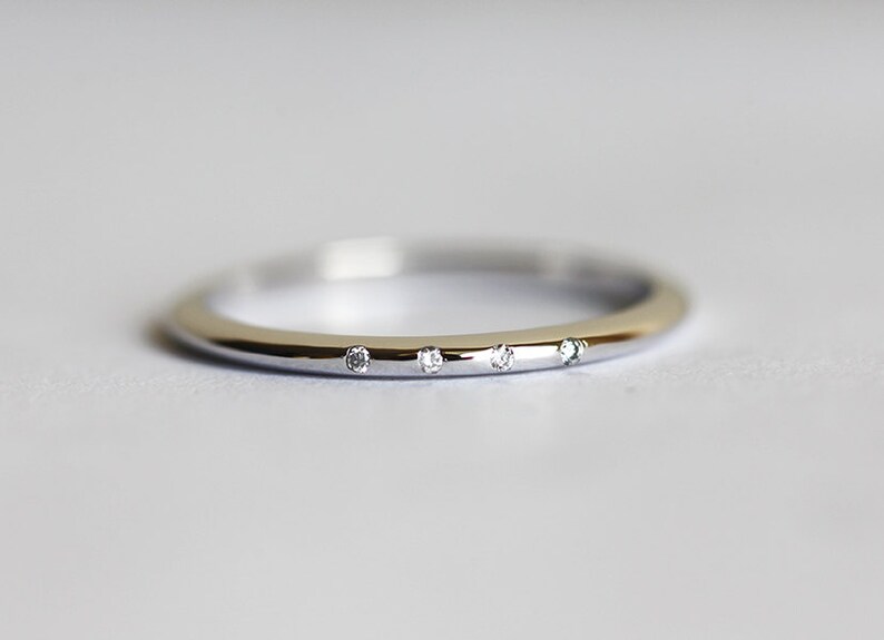 Thin Diamond Wedding Ring Diamond Wedding Band Simple Etsy