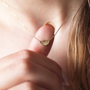 Apollonia Sunset Necklace, Dainty gold sun necklace