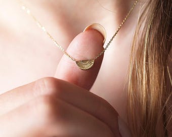 Apollonia Sunset Necklace, Dainty gold sun necklace