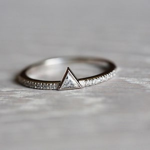 Triangle Diamond Engagement Ring, Modern Triangle Diamond Ring, .1 Carat Diamond Ring, Ring