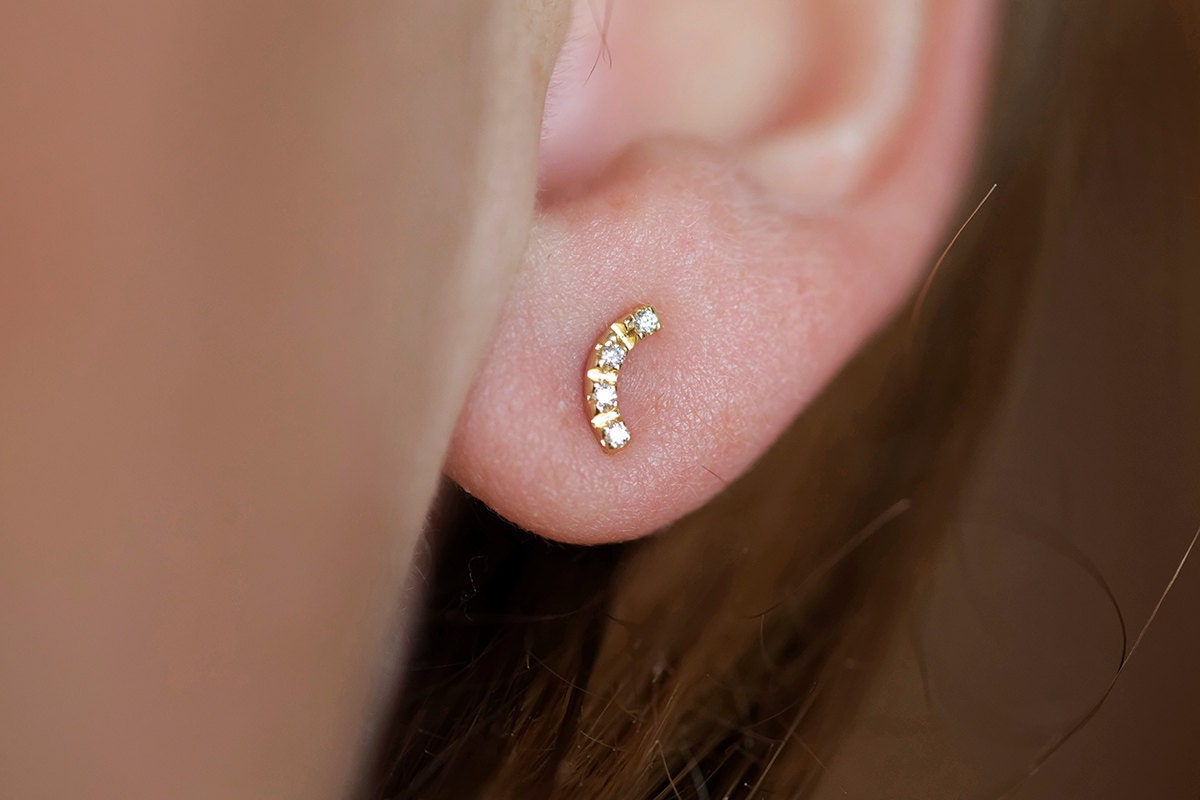 14K Rose Gold Diamond N Initial Letter Personalized Micro-set Single Earring Stud 14K Rose Gold Diamond N Initial Letter Personalized Micro-set Single Earring Stud