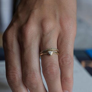 Diamond Wedding Set, Diamond Engagement Ring, Trillion Wedding Diamond Ring, Triangle Diamond Ring, Eternity Diamond Band, 18k solid gold image 3