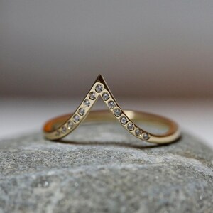Rose Gold Diamond Ring, Rose Gold Wedding Ring, Stacking Rose Gold Ring, Diamond Stacking ring, Curved wedding band image 6