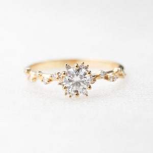 Round diamond cluster ring, Unique half carat diamond cluster ring 18k gold image 4