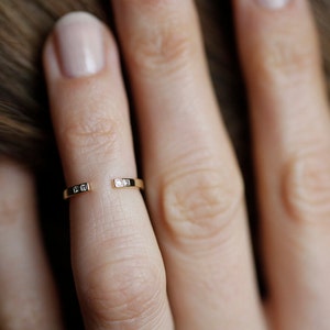 Diamond knuckle ring, Open wedding band, Simple cuff ring, Princess diamond midi ring, Dainty gold ring