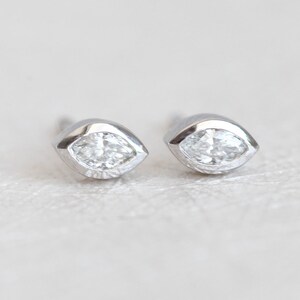 Marquise Diamond Studs / Diamond Stud Earrings 14K Gold / Available in 14k Gold, Rose Gold, and White Gold image 2