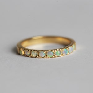 Australian Opal Wedding Band, 14k or 18k Gold image 5