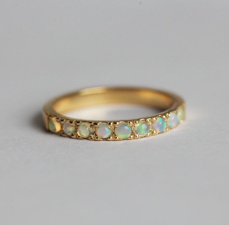 Australian Opal Wedding Band, 14k or 18k Gold image 5