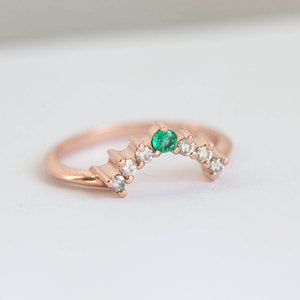 Round Emerald Ring Solitaire, Natural Emerald Engagement Ring, Simple Green Emerald Ring image 4