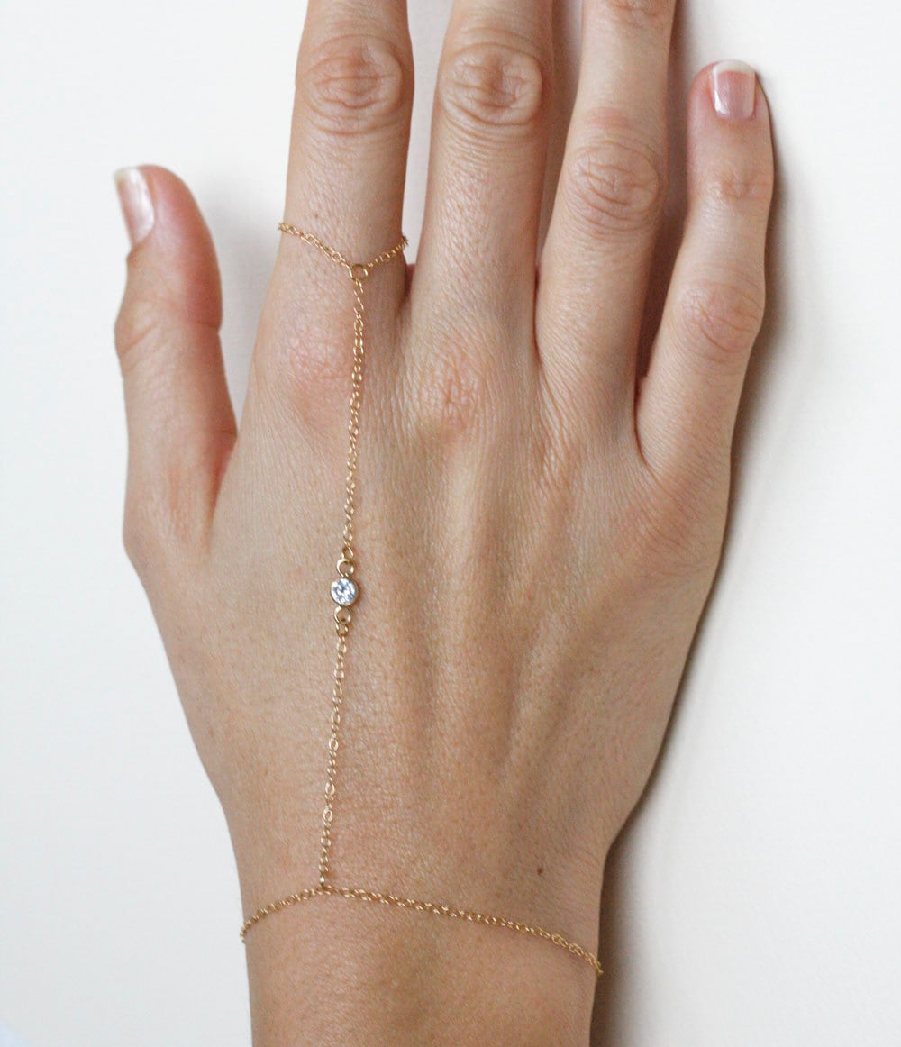 Yheakne Boho Crystal Finger Bracelet Gold Ring Wrist Vintage Slave  Minimalist Chain Hand Jewelry for Women and Girls (Gold) (SLF-11-u) -  BigaMart