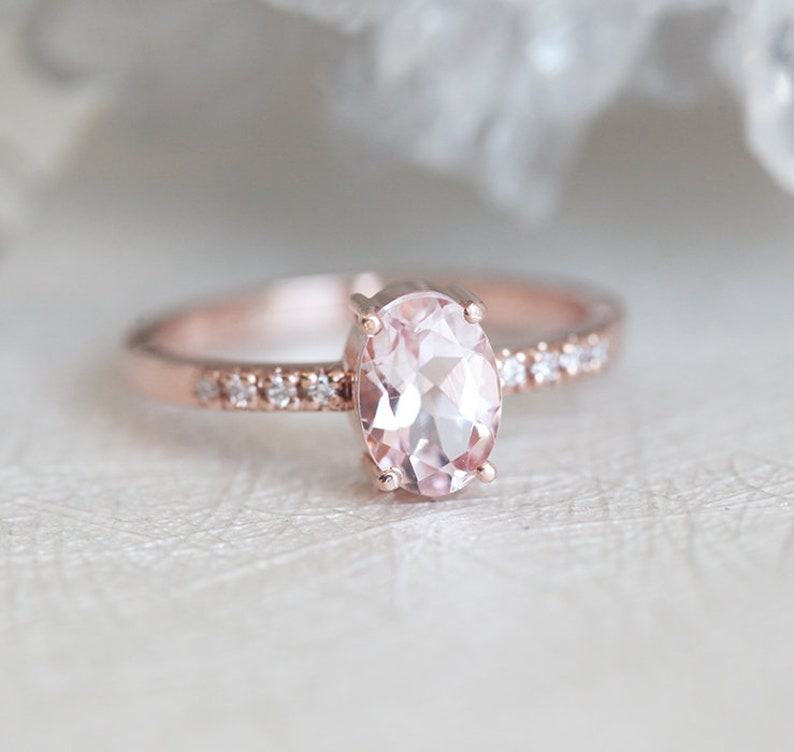 Morganite Engagement Ring Rose Gold Pink Peach Morganite - Etsy