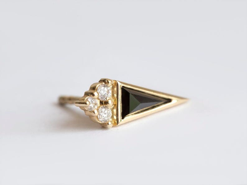 Black Diamond Earring, Single Earring, Diamond Stud Earring, Rose Cut Diamond Earring, Black Diamond Stud, 14K Gold Diamond Stud image 2