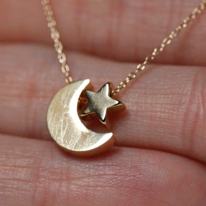Crescent Moon Star Necklace, Gold Filled or 14k Solid Gold image 4