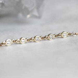 Solid Gold Diamond Body Chain, Body Necklace With Diamonds, Delicate Lariat Necklace image 2