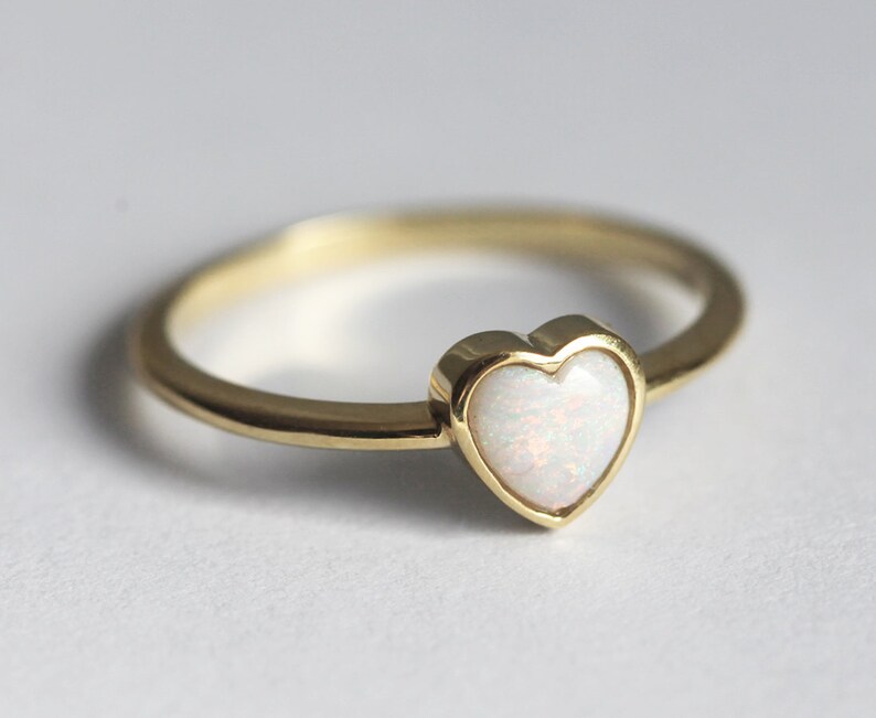 Opal Heart Ring Australian Opal Engagement Ring Heart Cut Etsy