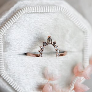 Salt Pepper Diamond Wedding Ring, Grey Diamond Band Matching, Diamond Band to Fit, Ombre Diamond Ring Engagement