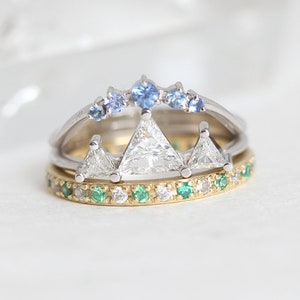 Unique Triangle Diamond Ring, Half Carat Diamond Mountain Ring with trillion diamonds, Three Stone Ring by Minimalvs image 7