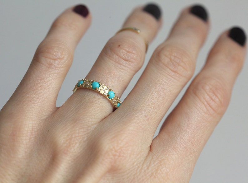 Diamonds And Turquoise Wedding Ring Turquoise Wedding Band Etsy