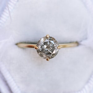 Celestial Diamond Ring Set, Salt Pepper Diamond Engagement Ring Set, Galaxy Diamond Set with 1.5ct Round Salt Pepper Diamond, Three Ring Set image 5