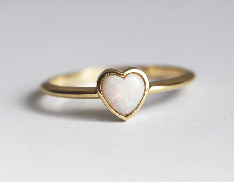 Opal Heart Ring Australian Opal Engagement Ring Heart Cut Etsy
