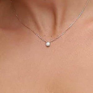 Diamond Necklace, Bezel Set Solitaire Diamond Necklace, Rose Gold Diamond Necklace, Yellow Gold Diamond Necklace, White Gold Diamond