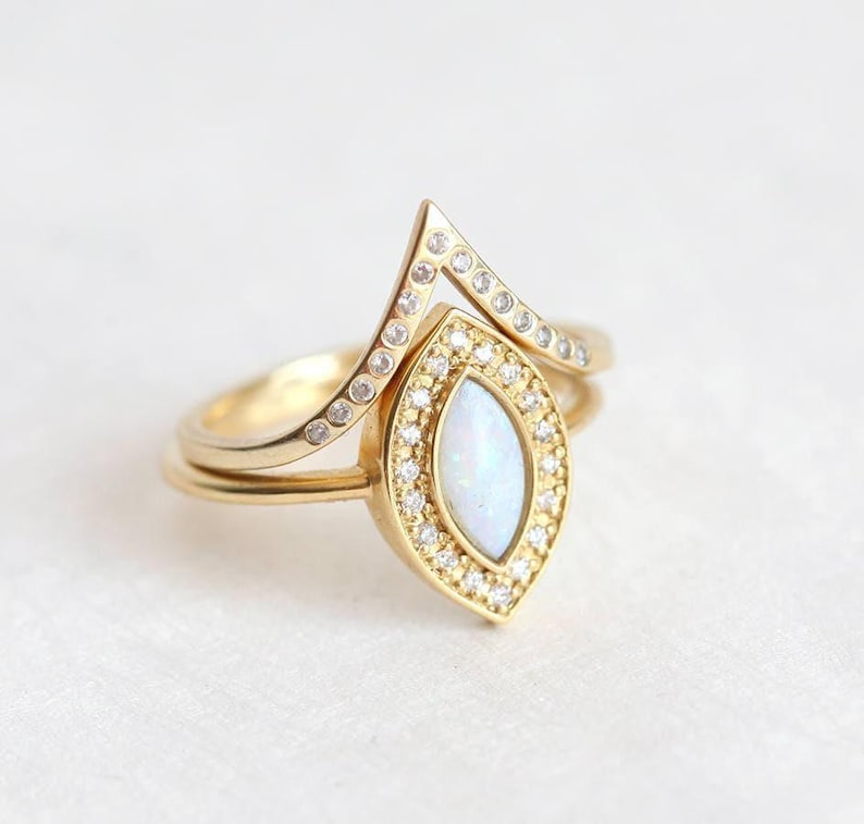Rose Gold Diamond Ring, Rose Gold Wedding Ring, Stacking Rose Gold Ring, Diamond Stacking ring, Curved wedding band image 2
