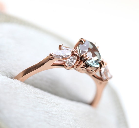 Peach sapphire deals wedding ring