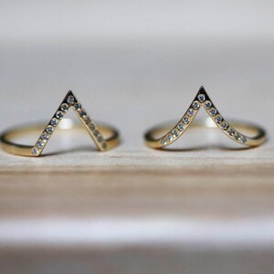 Rose Gold Diamond Ring, Rose Gold Wedding Ring, Stacking Rose Gold Ring, Diamond Stacking ring, Curved wedding band image 9