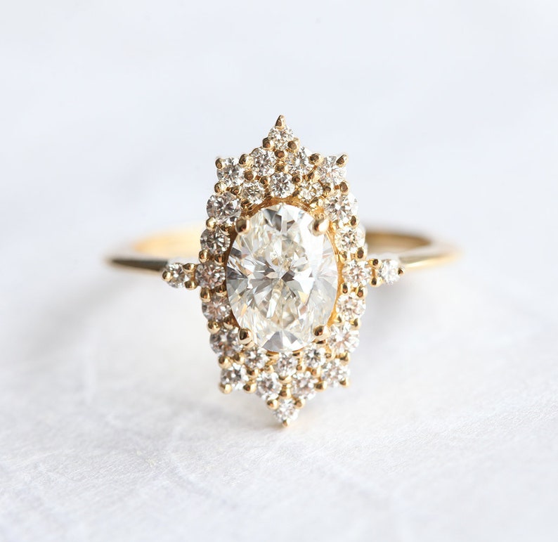 1.5ct diamond ring, Halo diamond ring, Diamond engagement ring, Over one carat diamond ring, oval diamond ring image 6