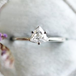 Half Carat Diamond Ring, Trillion Diamond Ring, Triangle Shape Diamond Engagement Ring White Gold, 0.5ct Diamond Ring