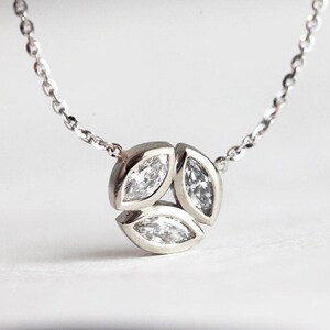 Unique Rose Gold Diamond Necklace, Solitaire Diamond Necklace, Mother Marquise Diamonds Necklace Jewelry, Mom Anniversary Gift Necklace image 4