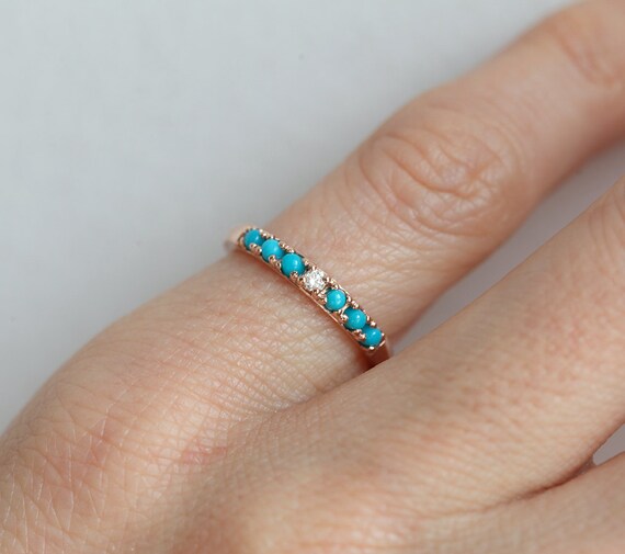 Turquoise and diamond wedding best sale band