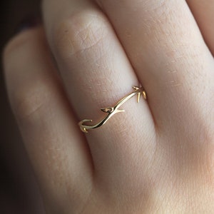 Delicate Twig Ring, Gold Floral Ring available in 14k 18k Gold and platinum image 7