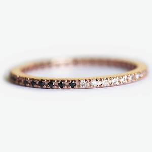 Night And Day Diamond Eternity Ring, Diamond Wedding Band with Black and White Diamonds, Full Eternity Ring