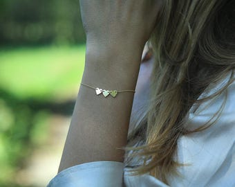 Pulsera delicada con inicial, pulsera con corazón, pulsera de madre, hermana y amiga, pulsera familiar con cadena de oro, pulsera de la amistad con dijes, oro de 14 k