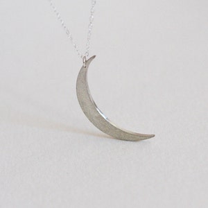 Moon necklace, Silver crescent necklace, Half moon necklace, Large charm boho necklace image 4